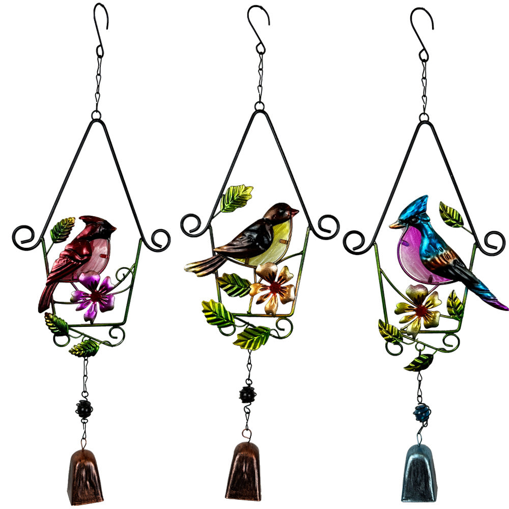 Wholesale  iron bird glass handicraft bird cage wind chime
